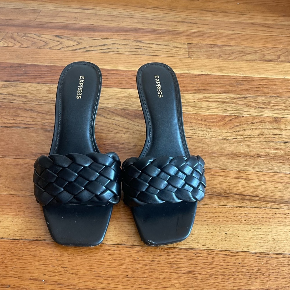 Express Black Braided Slide Mules